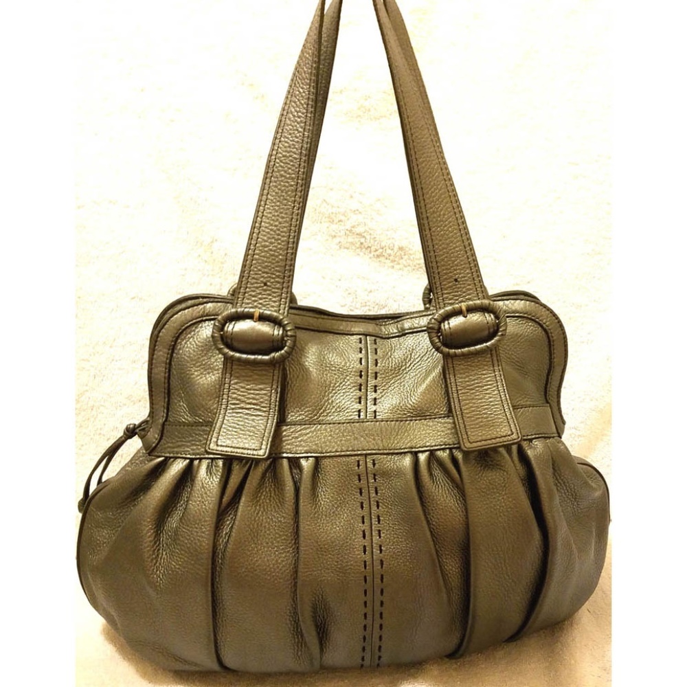 Cole Haan extra-large pewter metallic leather hobo